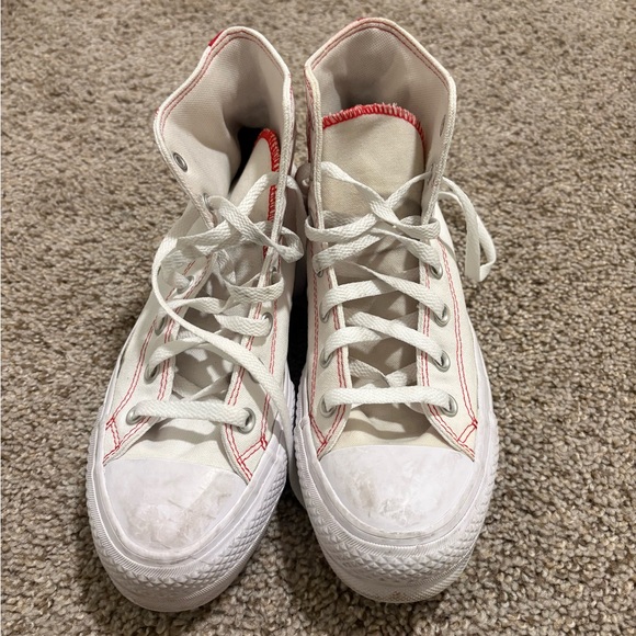 Converse White Platforms with Red Heart Accent - Picture 5 of 9